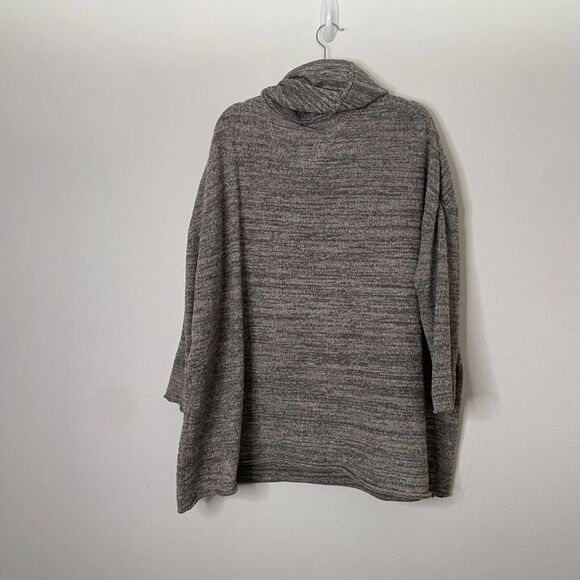Barefoot Dreams CozyChic One Size graphite/stone funnel neck pullover sweater - Picture 6 of 7